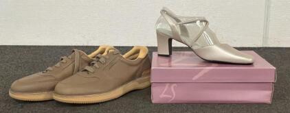 Rockport ProWalker Leather Walking Shoes, Size 11M, Made in Yugoslavia And (1) Pair Of Soft System Heels