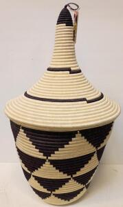 *New* Rwandan Handwoven Basket with Lid, Full Circle Exchange, 37" Tall 23" Wide