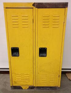 (2) Yellow Metal Locker Compartments, Handle Lock