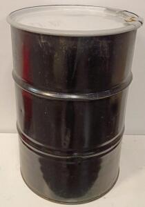 Open-Head Steel Drum, 55-Gallon Capacity, Lever Lock Ring, Black/Red