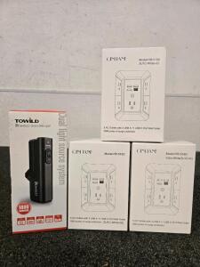 TOWILD Lite1800 Smart Bike Light & (3) QINLIANF Wall Charger Surge Protectors