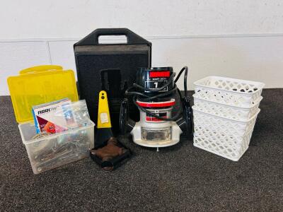 Craftsman 1 Horsepower Router With Case, (3) Baskets, Container With Staples and Small Hardware