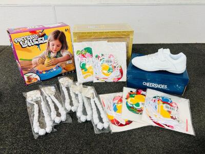 Girls Cheer Shoes (Size 4), Fashion Jewelry, Oh What Fun It Is To Be One Bannes, Kids Potter Wheel Kit, and Coastline Craft Mermaid Gift Set For Girls