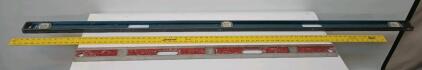 78" Blue Aluminum Magnetic Level, 48" Red Aluminum Level, 72" Yellow Aluminum Straight Edge Ruler