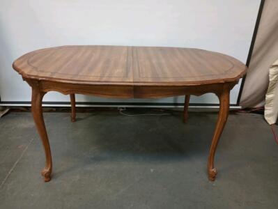 French Provincial Style Wood Dining Table With 2 Extension Leaves