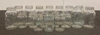 Kerr Mason Jars, Clear Glass, Embossed Logo, Set of Multiple Jars