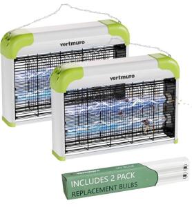 (2) 20W Electric Bug Zapper, Indoor Fly Insect Killer with 3000V Grid, UV Light, Mosquito Gnat Zapper w 2 Replacement Bulbs 2pc