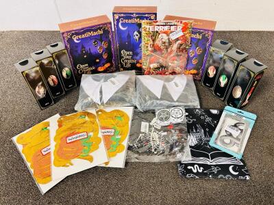 Halloween Costumes and Decor: Wednesday Costumes, LED Masks/ Glove Sets, Artificial Candles, Terrifier Metal Sign, Bags, and Phone Case Plus More