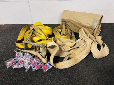 (3) Heavy Duty Straps, Universal Canvas Style Grill Cover and Earplugs