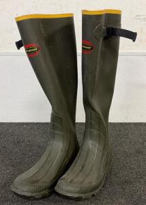 LaCrosse Grange Rubber Boots, Size 6, Scent Free, Green With Yellow Trim