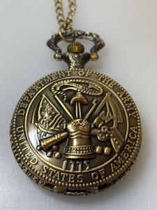 United States Department Of The Army Tabard Vintage-Style Quartz Pocket Watch