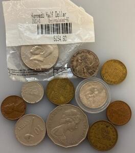 1917 Canadian Five-Cent Coin, 1983 Australian 50 Cent Coin, 1938 500 Brazilian Reis Coin, 1961 Fiji 5 Cents Coin, And More!
