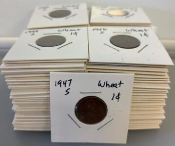 (100) Wheat One Cent Pennies 40&rsquo;s-50&rsquo;s