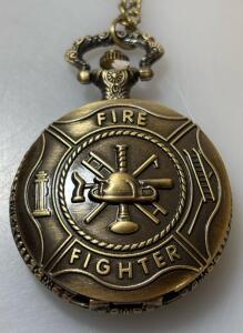 Quartz Vintage-Style Firefighter Bronze-Toned Pocket Watch