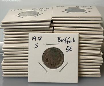 (40) Buffalo Indian Head Nickels 1918-1946