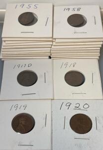 (25) Wheat One Cent Pennies 1917p-1964