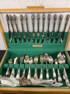Community Brand Silver Plated Silverware Set With Wooden Case