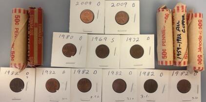 (2) 2009 Lincoln Bicentennial "Formative Years" Pennies W/ Copper One Cent Pennies Including Rolls