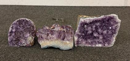Amethyst Geode Crystal Specimens, Purple, Candle Holder Feature