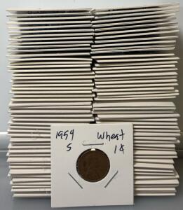 (100) Wheat One Cent Pennies 40&rsquo;s-50&rsquo;s