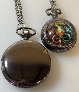 (2) Quartz Pocket Watch With (1) Vibrant Dragon-Themed Cover
