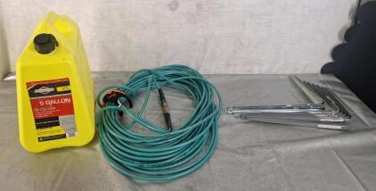(1) 5-Gallon Plastic Diesel Fuel Can, (1) Air Line & (8) 12" x 14" Shelf Brackets