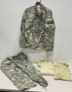 Camouflage Jacket and Pants ( Size Large ) / (6) Shirts ( Size Large )