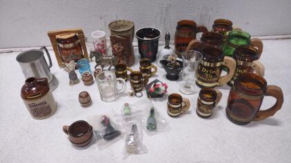 Assorted Drinking & Shot Glasses For Your Party Needs, Piggy Bank, & More.