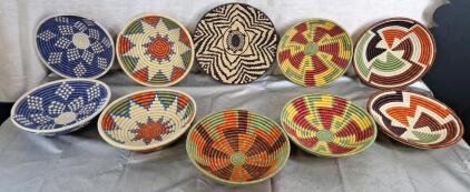 (10) Assorted Hand Woven Baskets,