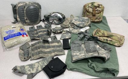Camouflage Hat / Knee Pads / Goggles and Three Pack of new Shirts and More
