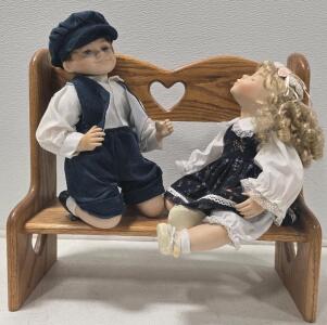 "First Kiss" Boy And Girl Vintage Set Porcelain Dolls - RARE