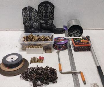 (5) 30-06 Bullets, (1)30-30, 30-06 Reloading Brass, And More.