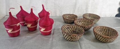 (10) Assorted Hand Woven Baskets