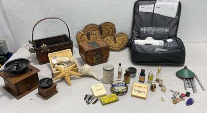 Vintage Items ( Perfume - Ointments - Iodine ) Coffee Grinders / Res Med Air Sense 10