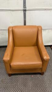 Coffee Color Faux-Leather Chair - 35"H x 32&frac12;"W x 34"D