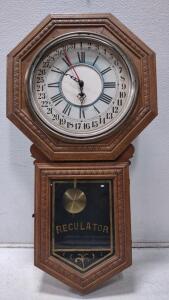 Antique Gilbert "Consort" Octagon Drop Calendar Clock.