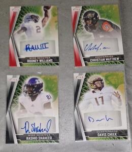 (4) Autographed Football Trading Cards
