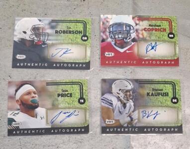 (4) Autographed Football Trading Cards