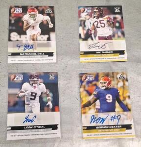 (4) Autographed Football Trading Cards