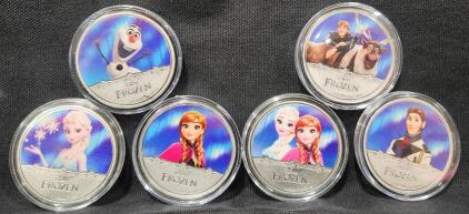 (6) Disney Frozen Movie Character 2018 New Zealand Silver Plated Collectible Coins