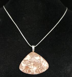 (1) 55.15 ct Natural Peach Rosita Jasper Gemstone .925 Necklace