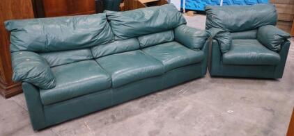 Emerson Leather Genuine Top Grain Leather Sofa, Green, 3-Seater
