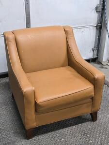 Coffee Color Faux-Leather Chair - 35"H x 32&frac12;"W x 34"D