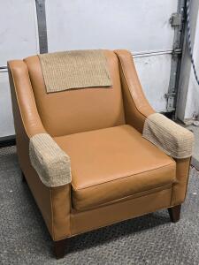 Coffee Color Faux-Leather Chair - 35"H x 32&frac12;"W x 34"D