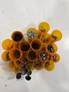 Assorted Fasteners: Nails, Screws, Clips, Brackets in Containers