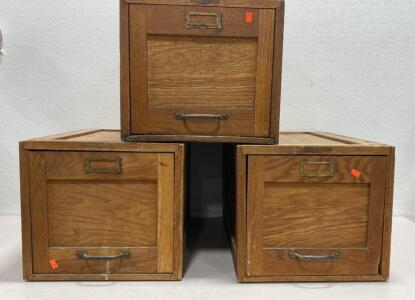 Yawman and Frbe Mfg. Co. (3) Stackable Wood File Cabinets