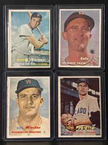 1957 Topps Baseball Cards, Mickey Vernon, Bob Wiesler, Dick Cole, Tom Poholsky