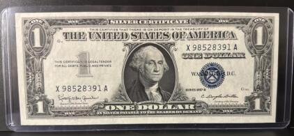 1957 B United States One Dollar Silver Certificate, Serial X98528391A