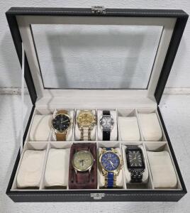 Watch Lot! Including: (1) Geneva Men's Casual Quartz Watch w/ Gold-Tone Case, (1) George Men's Analog Casual Wristwatch, (1) BNK Men's Retro Wide Leather Cuff Watch, and More!