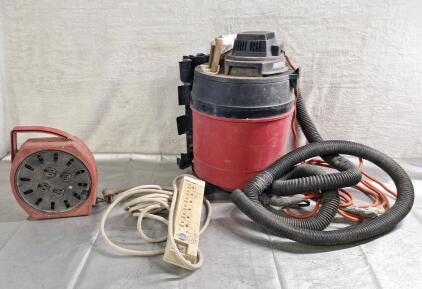 (1) Extendable AC Outlet, (1) Power Strip, (1) 5-Gallon Shop Vac & Pallet Of Assorted Shop & Household Hardware